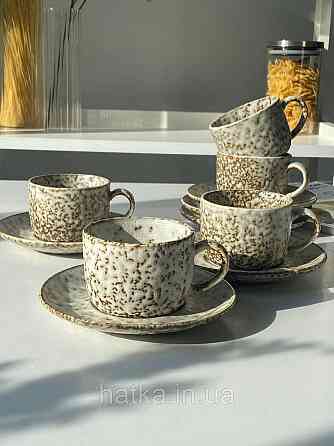 Набір кавовий 6 чашок/6 блюдець Olens "Нормандія" 190 мл кераміка 102-0388 для дому та ресторану Київ