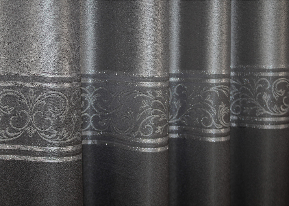 Комплект готовых штор VR-Textil ANZIO № 1469ш Серебристый с графитовым 140х290 см 2 шт (33-0336) Киев - изображение 7