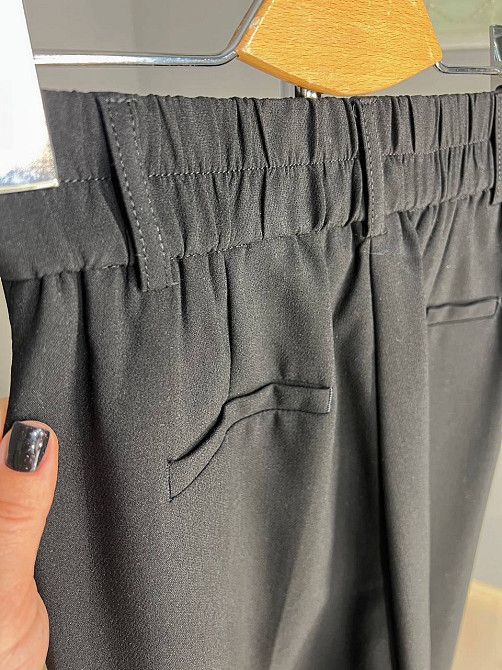 Брюки женские Yingguoxiang 1090 палаццо ровные от бедра резинка на талии с ремнем высокая посадка черные, черный, 30, 30, 87 см, 115 см Киев - изображение 3