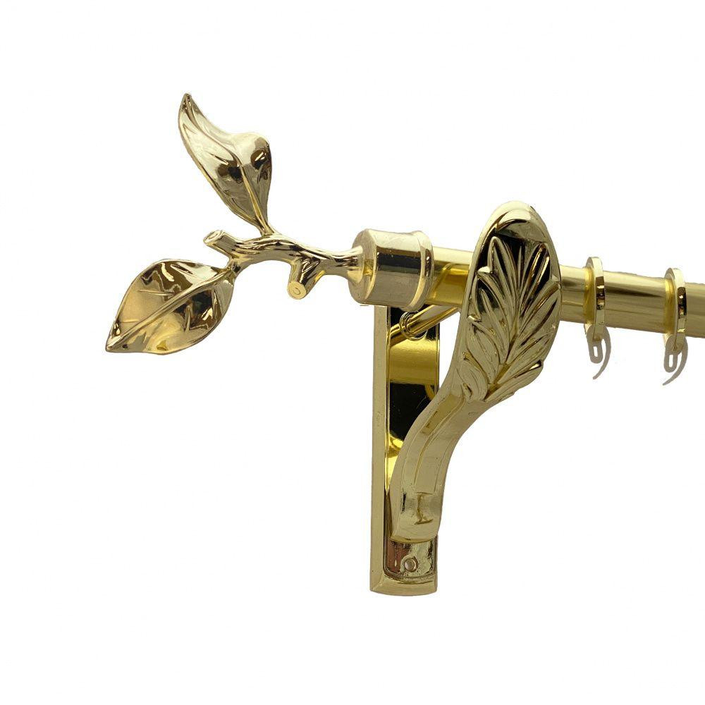 Карниз Orvit Листок Троянди металевий однорядний ретро гладка труба кільце фасонне металеве Золото 25 мм 160 см (00-00009823) Львів - фото 1