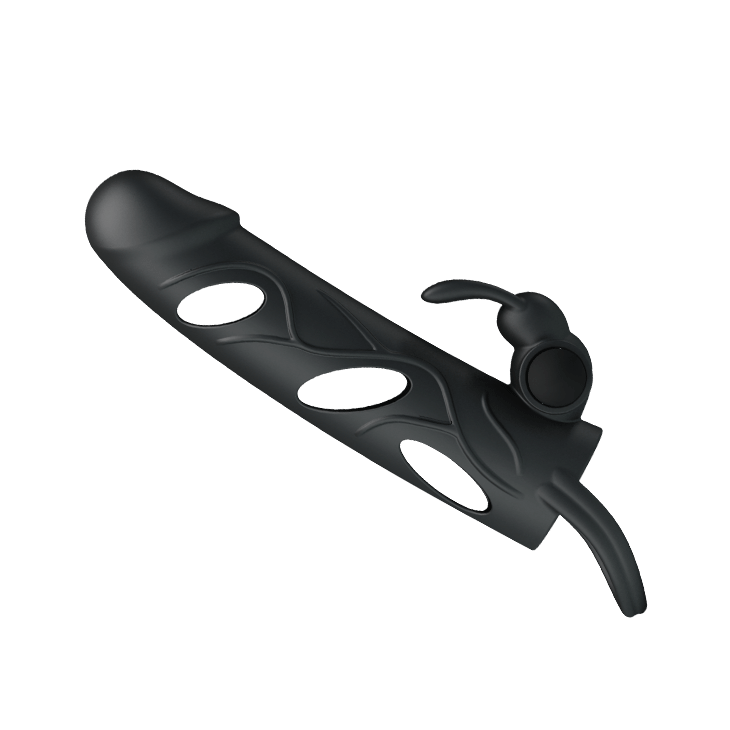 Насадка на член - Pretty Love Penis Sleeve With Ball Strap 5.5" Black Sex Aura Київ - фото 9