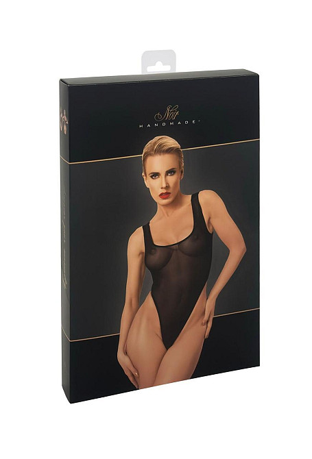 Боді Noir Handmade F322 Paparazzi, L, прозоре, низ стрінги, високі вирізи Sex Aura Київ - фото 9
