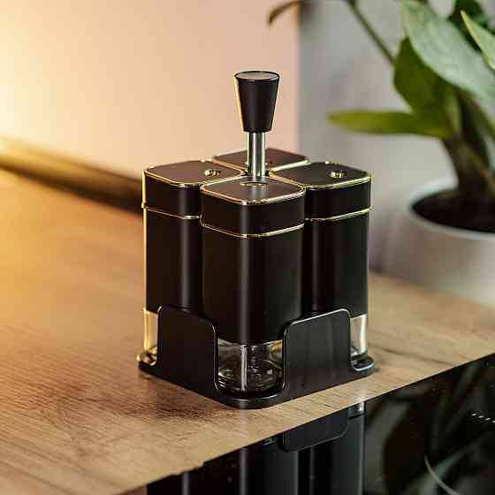 Набір для спецій на підставці, 4 предмети, чорний Київ