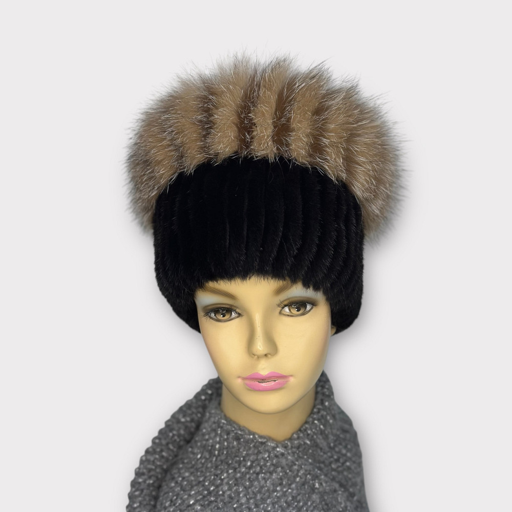 Норковая шапка зимняя женская кубанка Джессика Коричневый Харьков - изображение 4