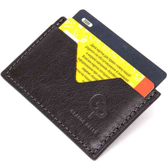 Маленький кожаный картхолдер GRANDE PELLE 11498 Черный Киев