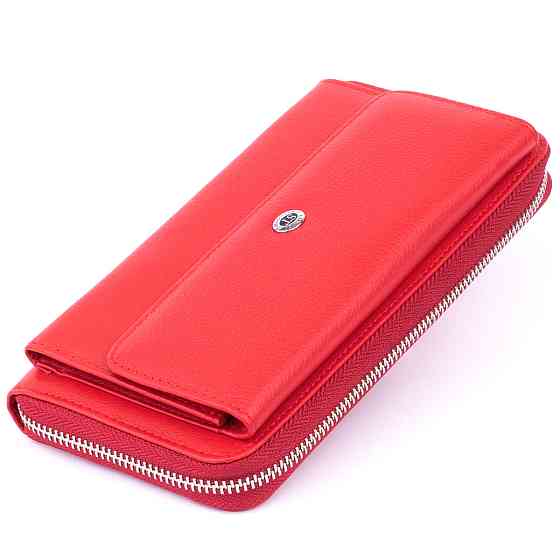 Гаманець з кишенькою на лицьовій стороні жіночий Червоний (ST Leather) Київ