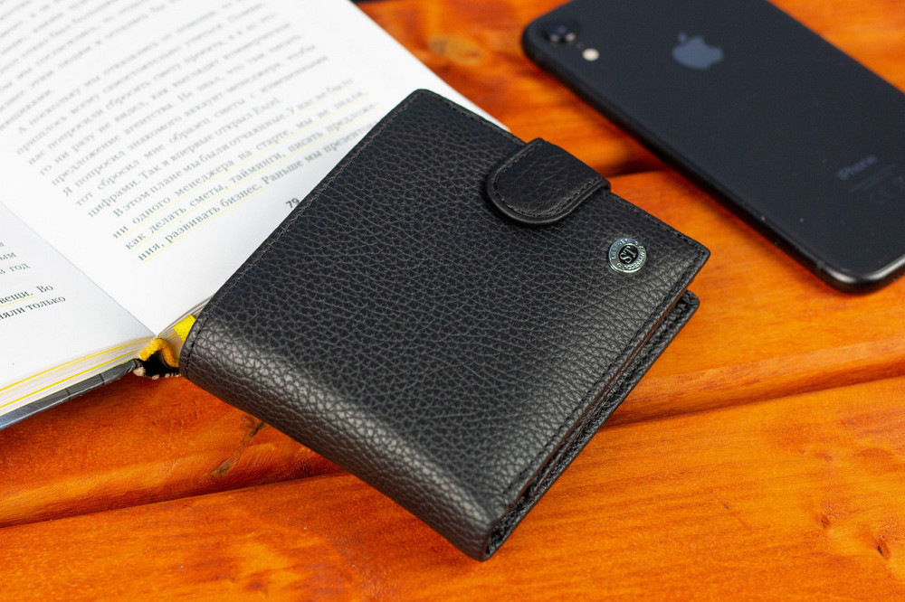 Классическое мужское портмоне из натуральной кожи ST Leather ST102 Черный Каменское - изображение 8