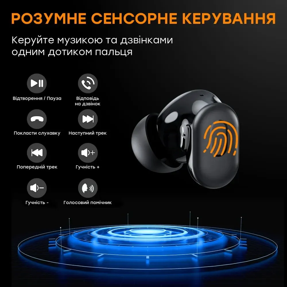 Бездротові навушники Choetech BH-T15 Black TWS, Bluetooth 5.2, ANC+ENC (43-00137) Київ - фото 6