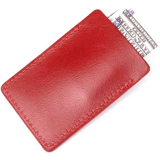 Винтажный кожаный картхолдер GRANDE PELLE 11505 Красный Киев