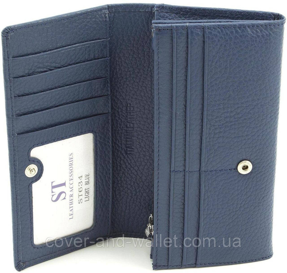 Жіночий шкіряний гаманець середнього розміру на кнопці ST Leather Київ - фото 2