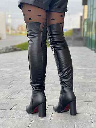 Nivelle Ботфорти жіночі чорні, натуральна шкіра, зимові на високому каблуці 5493 / Чоботи шкіря Коломия