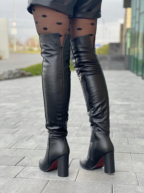 Nivelle Ботфорти жіночі чорні, натуральна шкіра, зимові на високому каблуці 5493 / Чоботи шкіря Коломия - фото 6