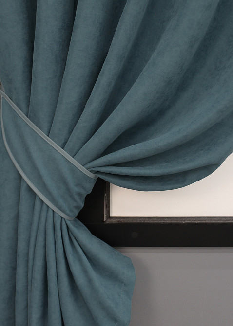 Комплект коротких штор VR-Textil Микровелюр SPARTA № 841ш Серо-голубой 130х170 см 2 шт (35-0199) Киев - изображение 4