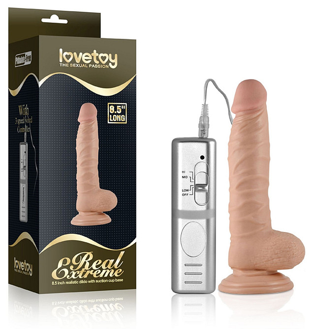Вибратор на присоске 8.5 Real Extreme Vibrating Dildo Flesh Sex Aura Киев - изображение 1