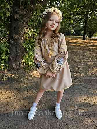 Детский платье вышиванка с ласточками и колосками 