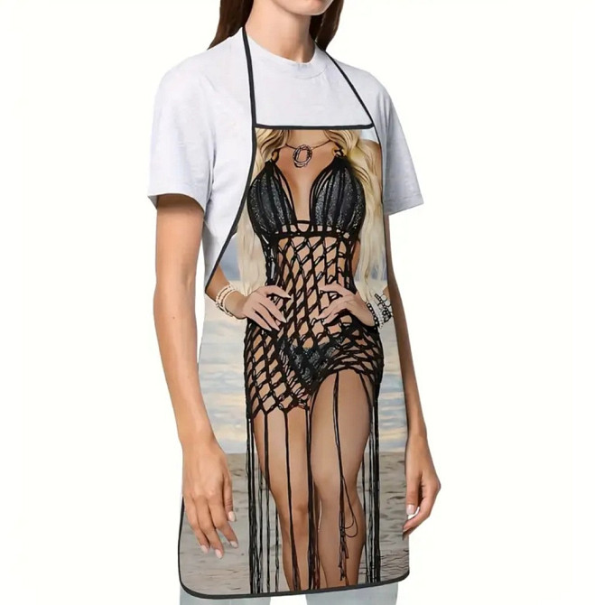 Фартух для жінок з дівчиною в купальнику та у парео 72 на 53 см різнобарвний Київ - фото 2