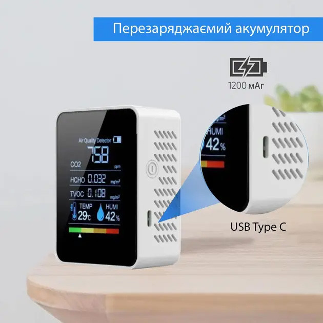 Монітор якості повітря GRILLI 5в1 White 777664 Код: 013477 Рівне - фото 3