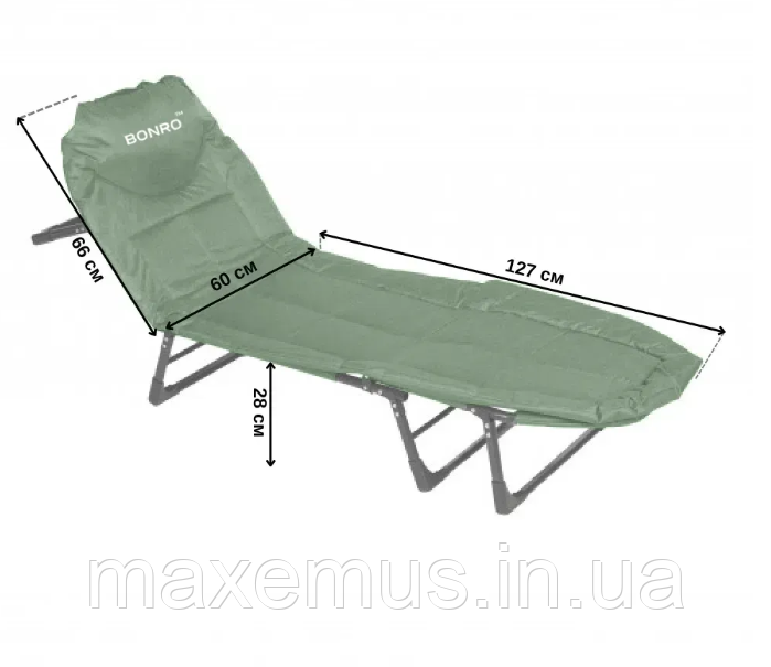 Розкладне крісло шезлонг ліжко Bonro 200 см Садовий лежак пляжний шезлонг темно зелений Мостиська - фото 12