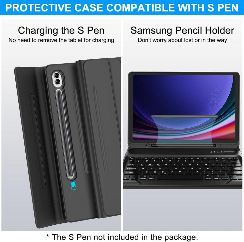 Чехол-клавиатура для Samsung Galaxy Tab S10 FE/S9 FE S10FE S9FE 10.9/11'' Черный съемная BT клавиатура Киев - изображение 7