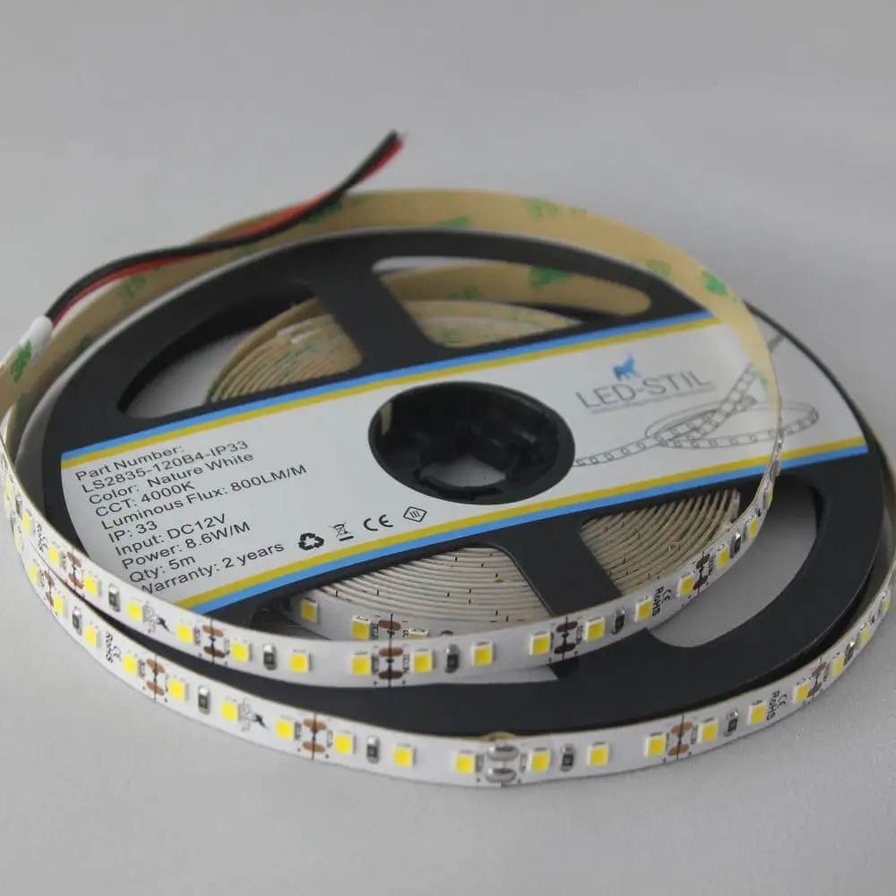 LED-STIL LED стрічка LED-STIL 4000K, 8,6 Вт/м, 2835, 120 діодів, IP33, 12V, 700 LM, нейтральне Коломыя - изображение 8
