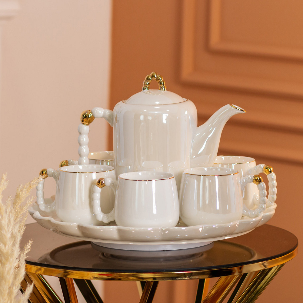 Yiwu Чайний набір на 6 персон із заварювальним чайником та порцелянаовою підставкою Білий HP-15 Коломыя - изображение 9