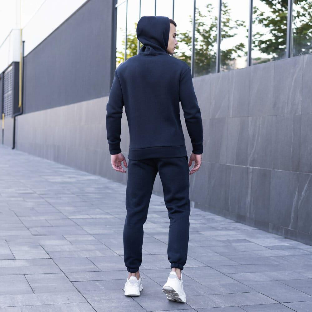 Тепле чоловіче худі на флісі з капюшоном темно-синє Pobedov 007 ЗИМА Київ - фото 6