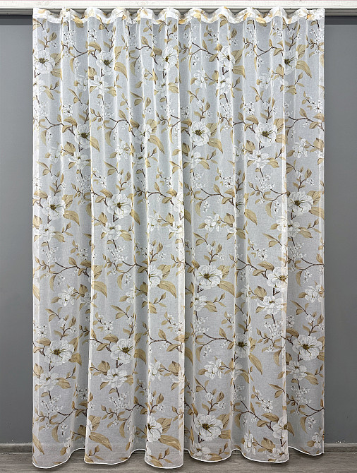 Тюль VR-Textil 1908т Flora Батист Білий з бежевим 400х270 см (42-0994) Київ - фото 2