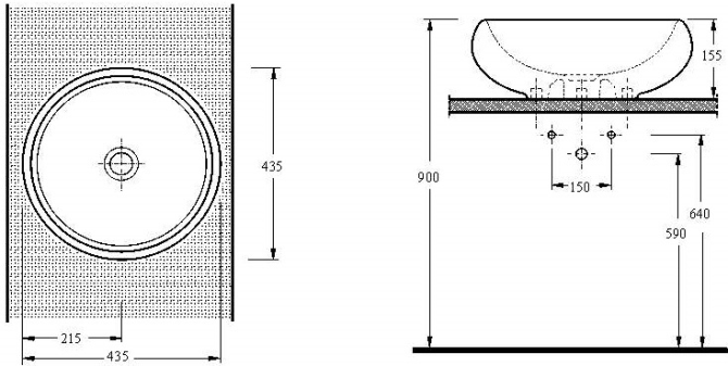 Накладная раковина EGE Vitrifiye Lagina 435x155x435мм (35431) Белый Винница - изображение 4