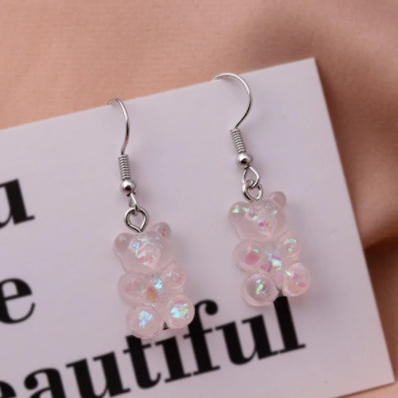 Серьги мишки молочные перламутровые, размер 1,6*1см, смола Киев - изображение 1