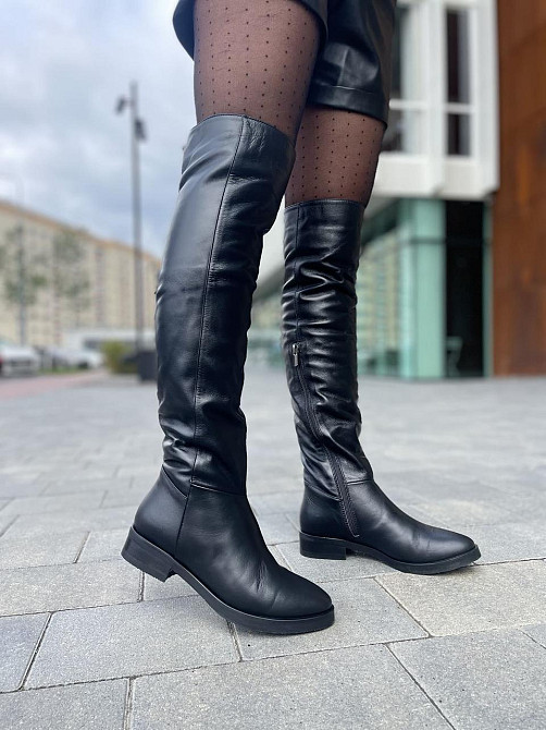 Nivelle Ботфорти зимові жіночі шкіряні чорні на низькому ходу, наповнювач вовна 5388/2510 / Чоб Коломыя - изображение 7