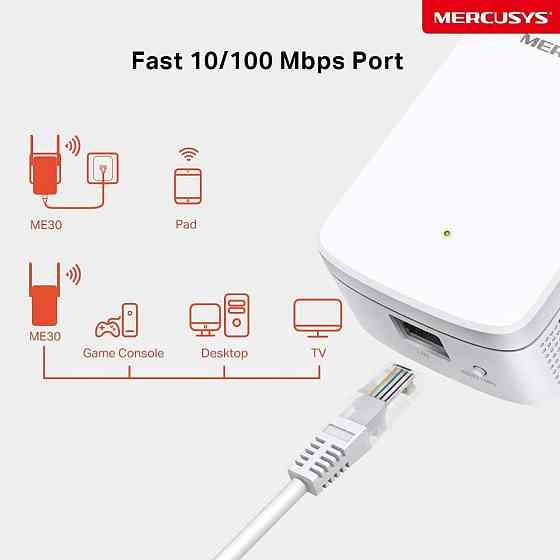 Mercusys ME30 усилитель WLAN репитер AC1200 867 Мбит/с 5 ГГц 300 Мбит/с 2.4 ГГц Dual Band с подсветкой и Киев