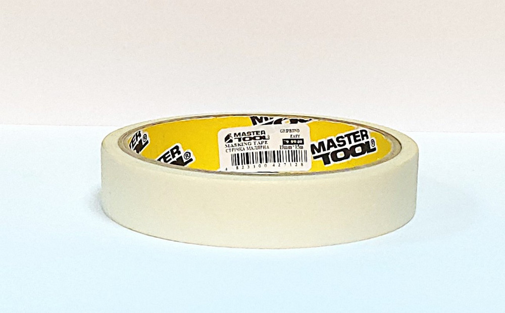 MASTERTOOL Стрічка малярна універсальна MASTERTOOL GripBond Easy 19 мм×15 м біла 79-9940 Коломия - фото 1