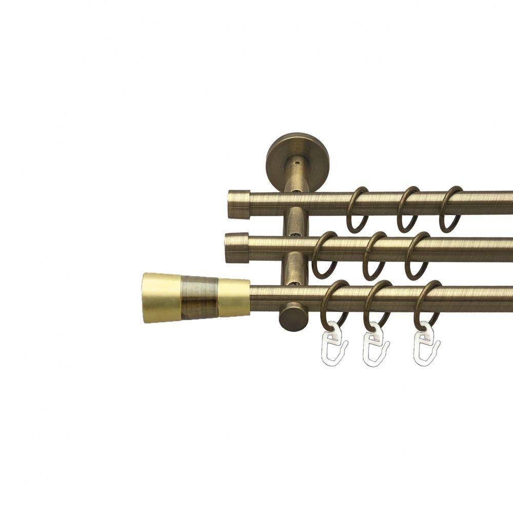 Карниз Orvit Валео металевий трирядний циліндр (20 см) гладка труба кільце металеве Антик 16\16\16 мм 240 см (00-00015703) Львів - фото 1