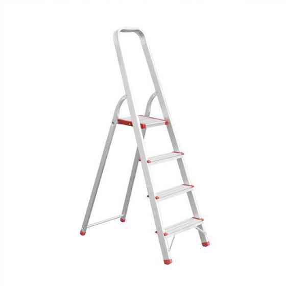 Драбина алюмінієва, 4 сходинки, висота: 1350 мм, висота до платформи: 850 мм, 150 кг INTERTOOL LT-1004 Київ