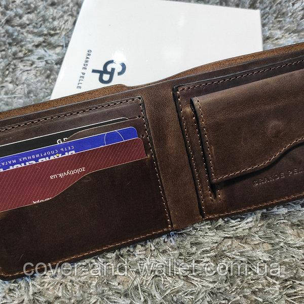 Тонкий вінтажний чоловічий гаманець без застібки Grande Pelle 506120 Київ - фото 3