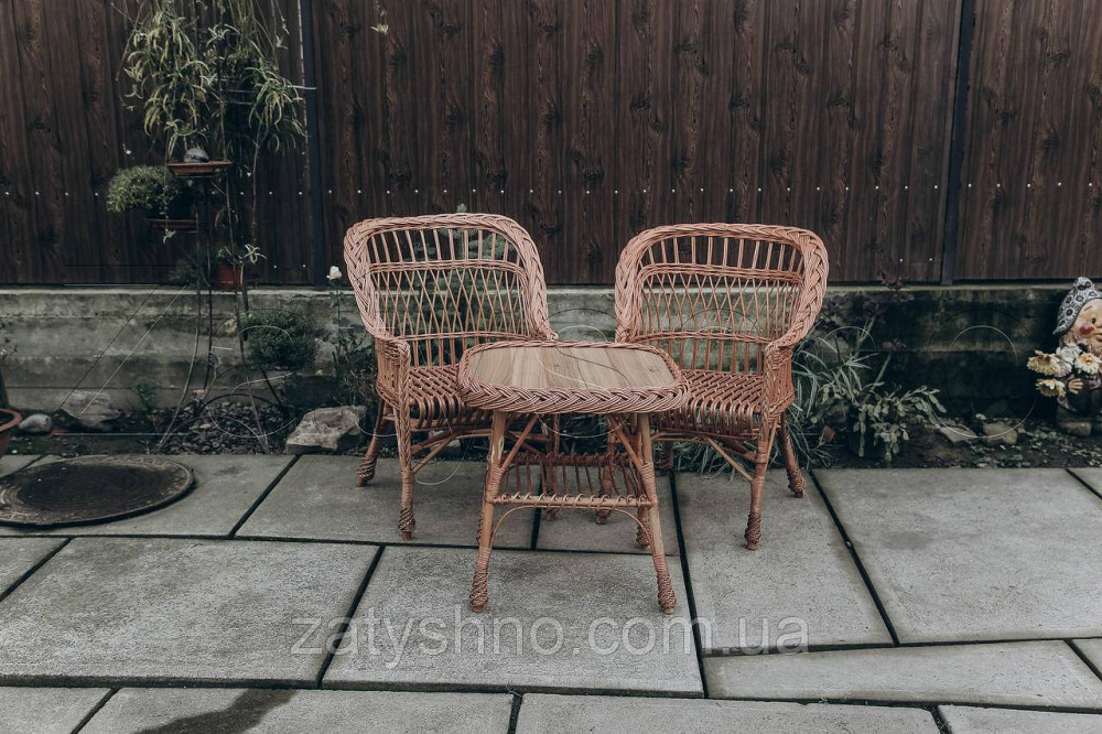 Мебель плетеная на балкон с шестигранным столом | кресла плетеные из лозы | плетеные 2 кресла стол Киев - изображение 2