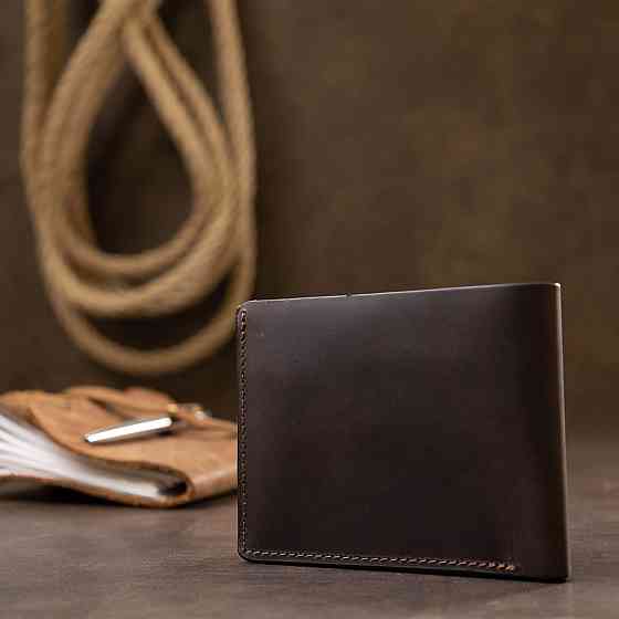 Кожаное мужское винтажное портмоне GRANDE PELLE 11553 Коричневый Киев