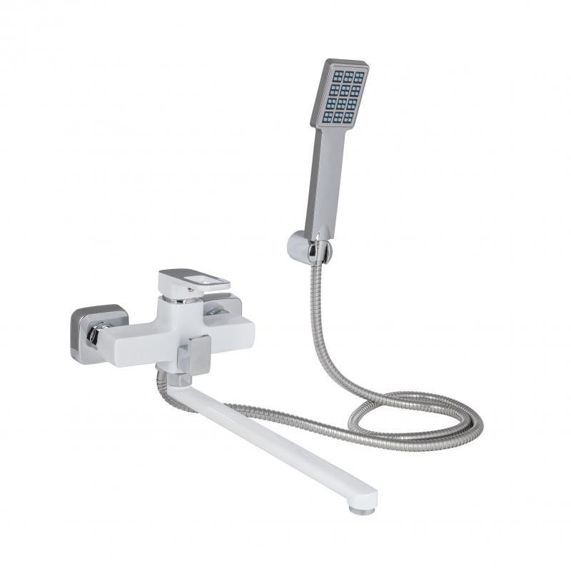 Змішувач для ванни Lidz Wawel 005 з душовим гарнітуром білий/хром Київ - фото 1