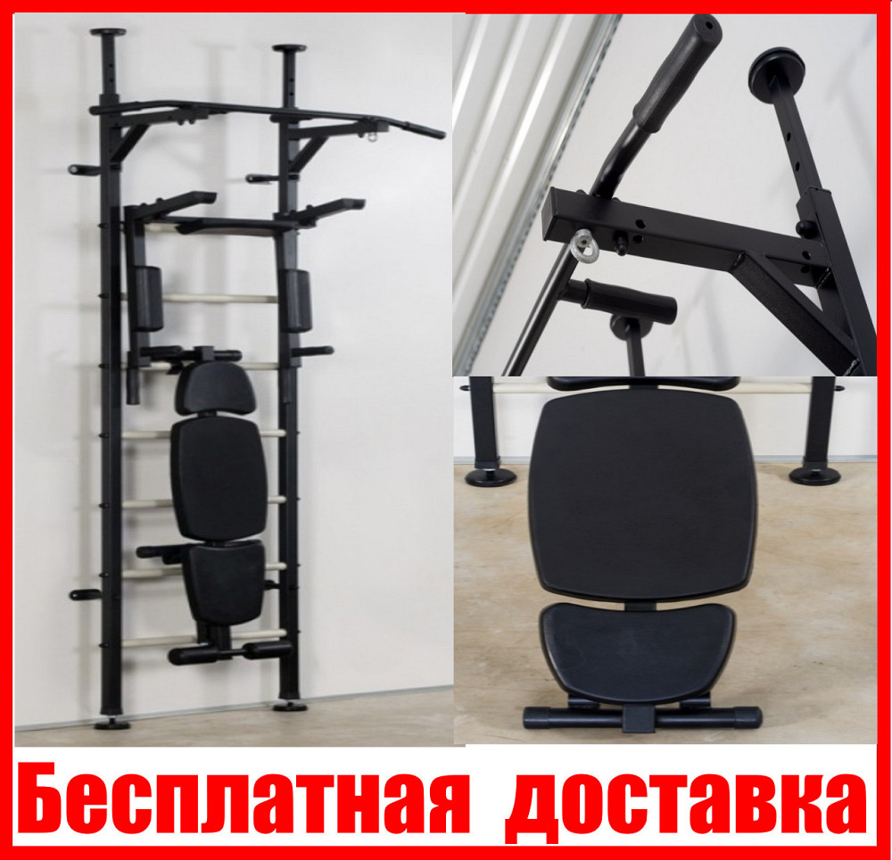 Шведская стенка Tornado Pro Black, профессиональный тренажер для взрослых до 120 кг,  кольцо для груши Каменское - изображение 1