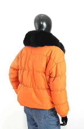 Демисезонная женская куртка з меховым воротним Оранжевый 42 Харьков