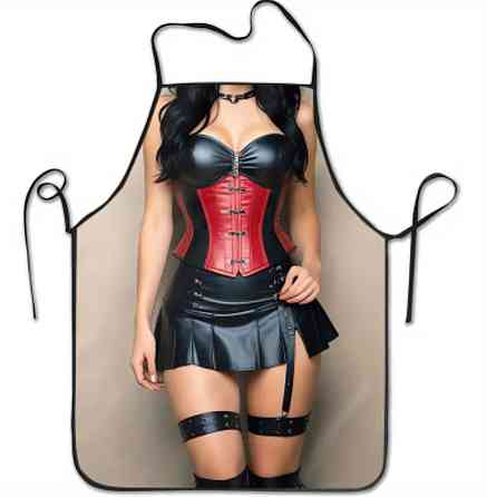 Фартух з приколом для жінок – дівчина в шкіряному платті 72 на 53 см різнобарвний Київ