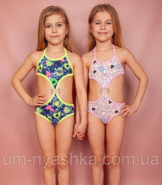 Купальник дитячий з кільцем на животі синій з сердечками Розмір 64 зростання 110 Кривий Ріг - фото 2