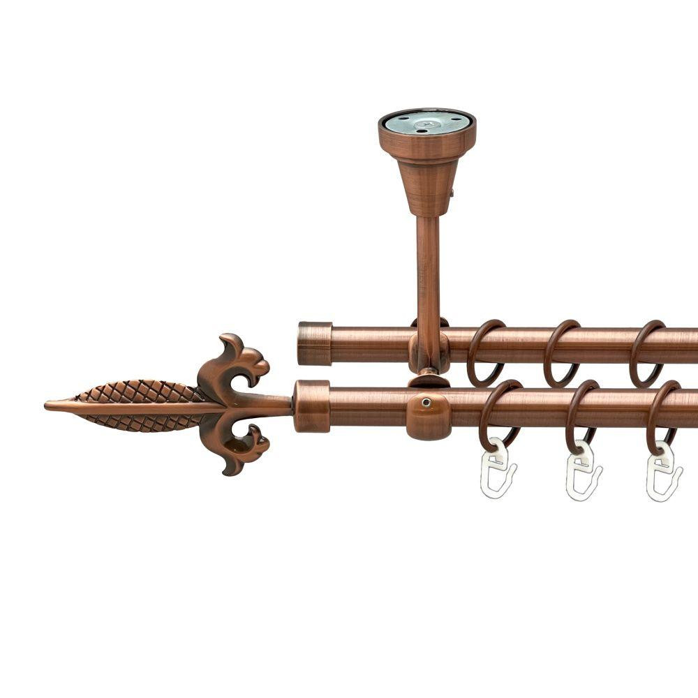 Карниз Orvit Генуя металевий дворядний відкритий до стелі гладка труба кільце металеве Мідь 16\16 мм 120 см (00-00020091) Львів - фото 1