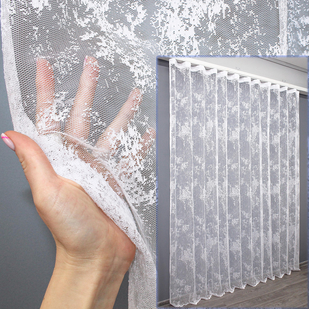 Тюль VR-Textil 1368т Мармур Al-1 Жакард Білий 400х270 см (43-116) Київ - фото 1