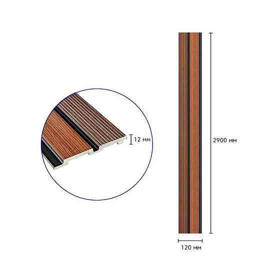 Рейка декоративна PS 2900х120х12мм Теплий каштан SW-00001753 Київ