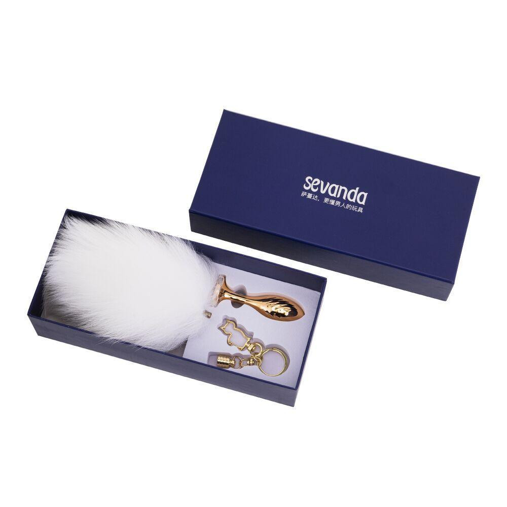 Металева анальна пробка Крихітний хвіст LOCKINK SEVANDA White Bunny-Tail Anal Pear-shape Plug Sex Aura Київ - фото 7