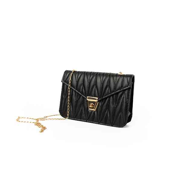 Сумка женская через плечо, сумочка калач со стеганым узором и ручкой-цепочкой, Черный Каменец-Подольский