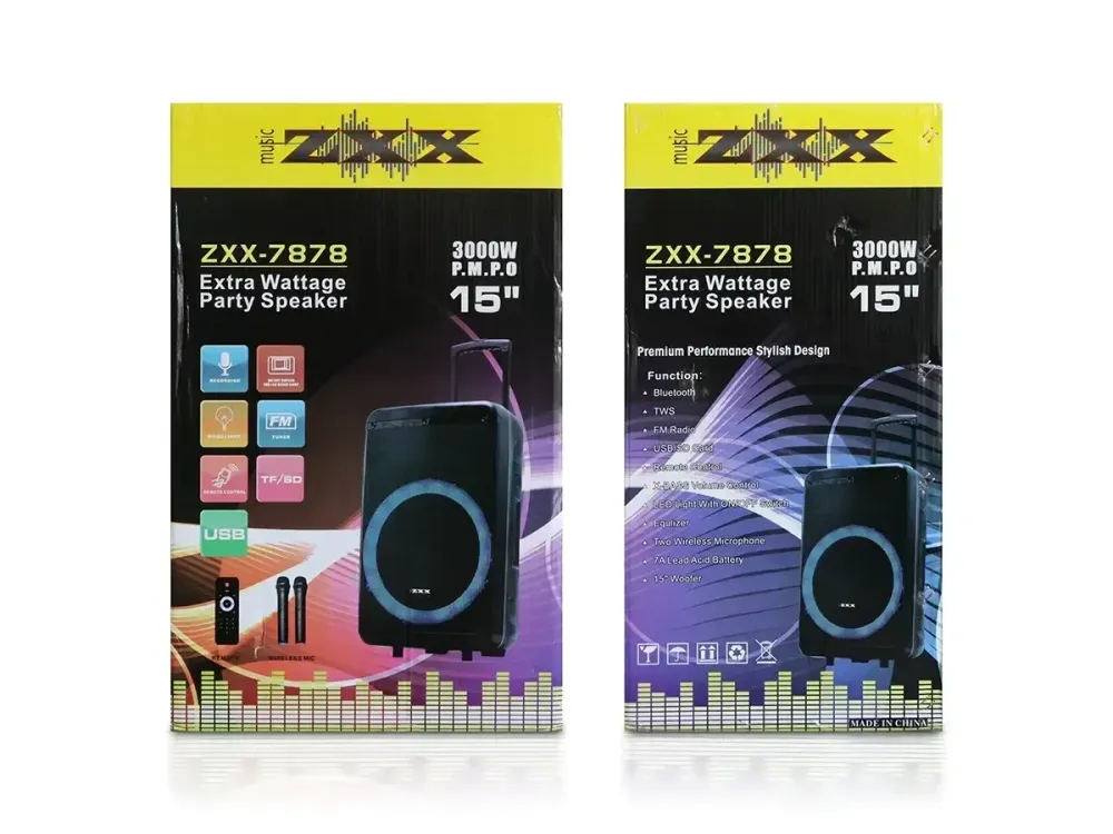 Акустична переносна колонка ZXX-7878 60Вт 15" 72х42х35см USB/SD/FM/BT/TWS/2MIC/ДК Одеса - фото 6