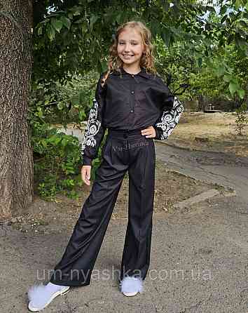 Підліткова чорна сорочка з вишивкою 152-164 Кривий Ріг