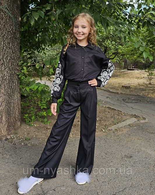 Подростковая черная рубашка с вышивкой 152-164 Кривой Рог - изображение 3